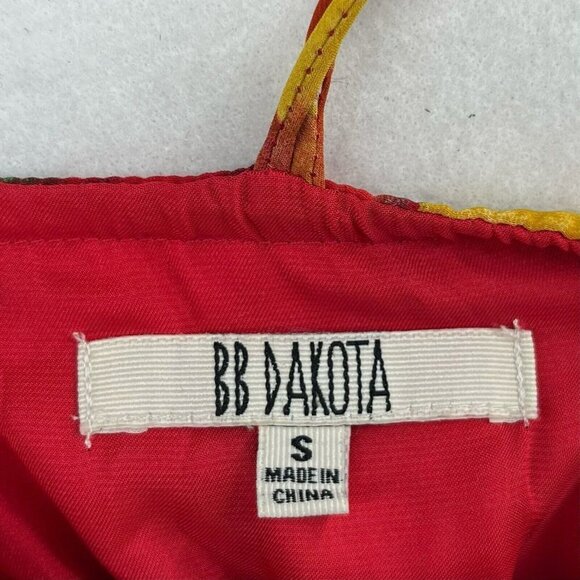 BB Dakota Maxi Dress Sz S Orange Floral Deep V-Neck Thin Strap A-Line High Waist - Picture 9 of 14